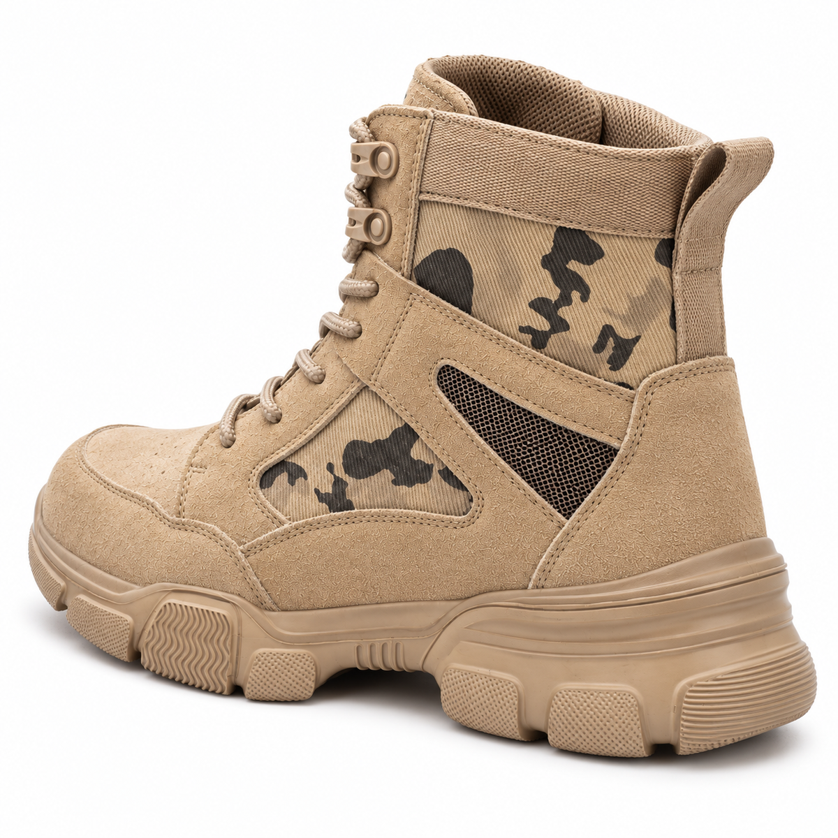 Botte randonnée daim beige – vue arrière du maintien de cheville