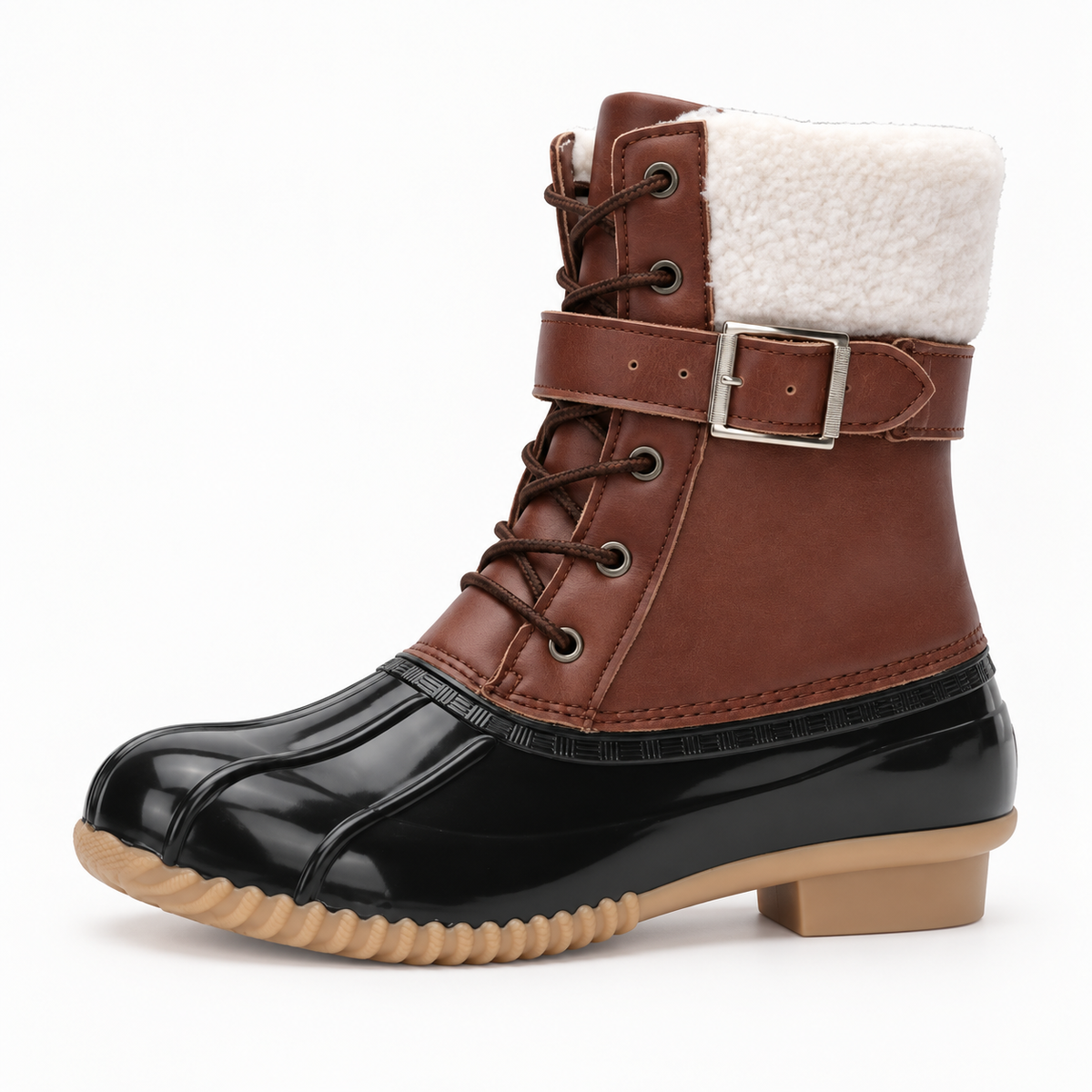Botte randonnée montante femme marron – profil de la tige