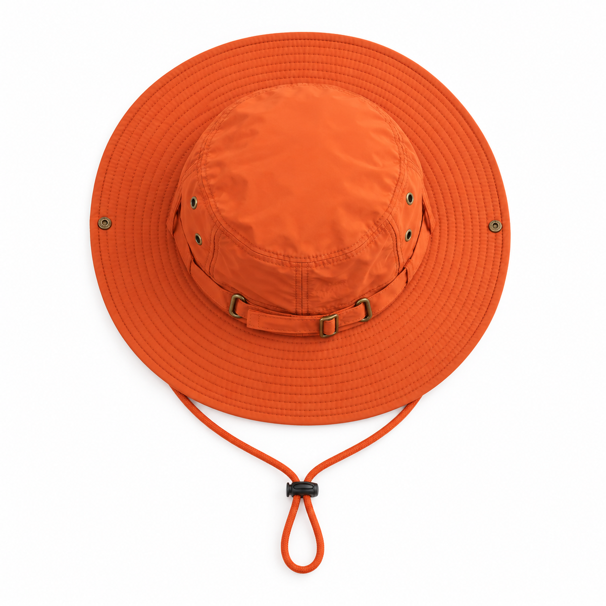 Chapeau de pluie randonnée orange – vue de dessus