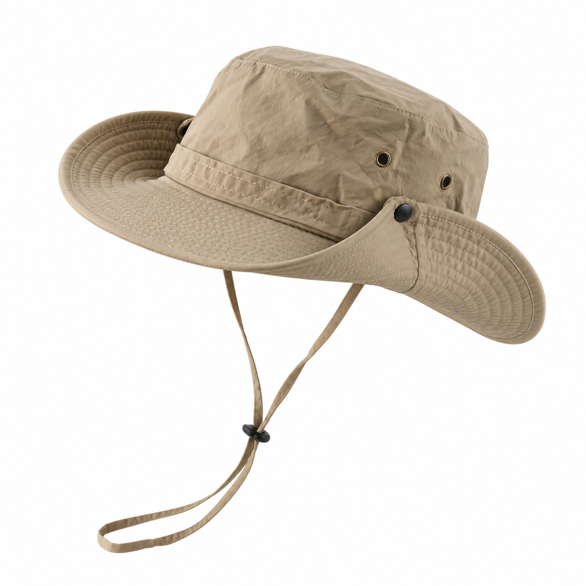 Chapeau de randonnee impermeable kaki bord releve