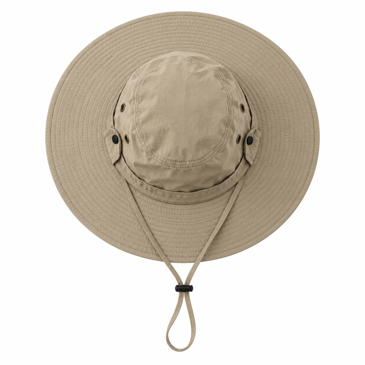 Chapeau de randonnee impermeable kaki dessus