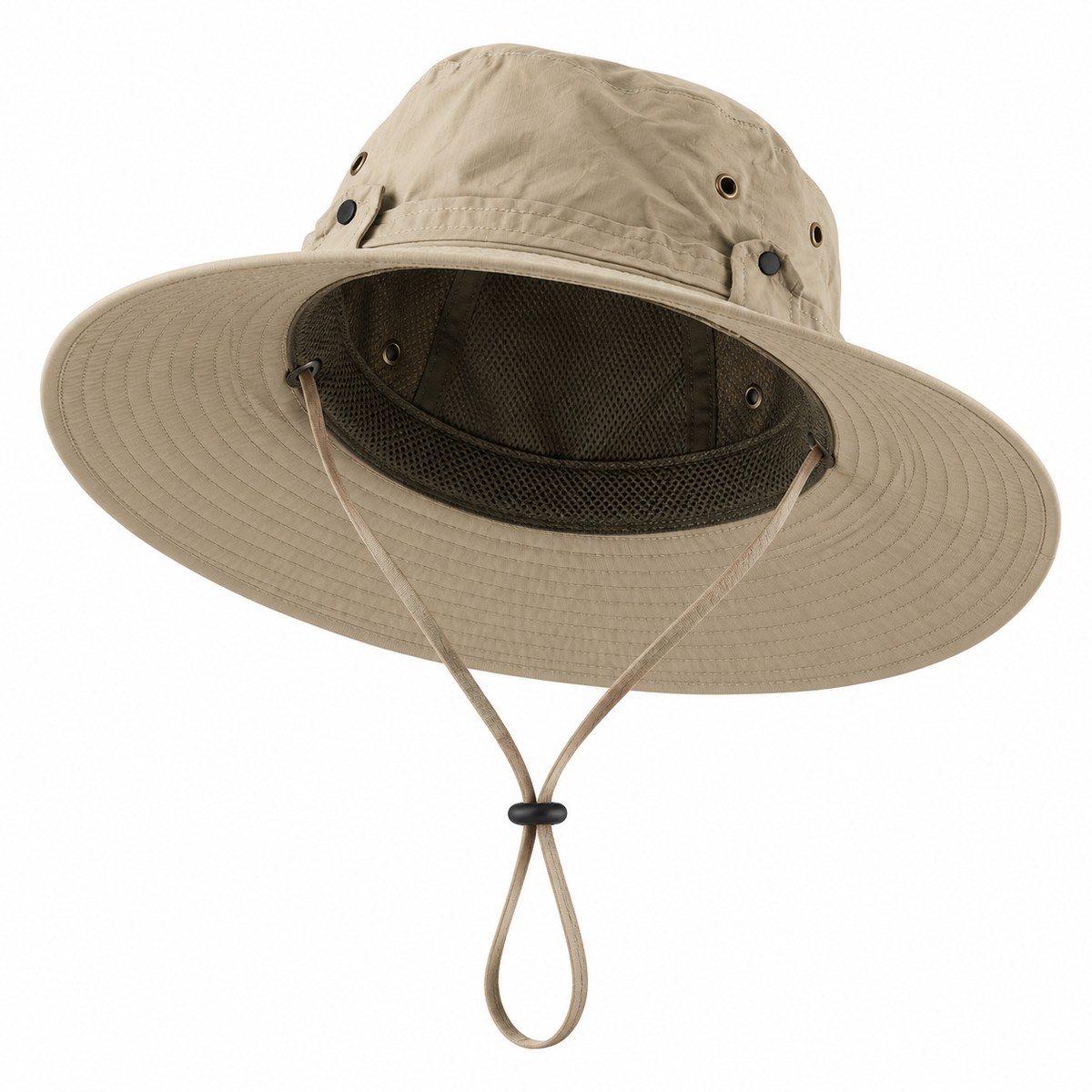 Chapeau de randonnee impermeable kaki interieur