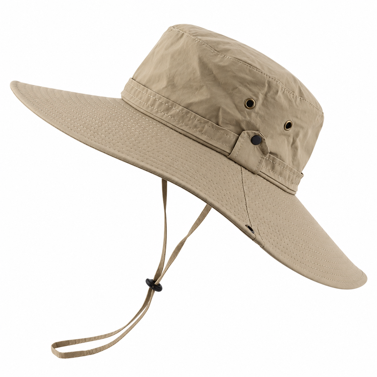 Chapeau de randonnee impermeable kaki profil