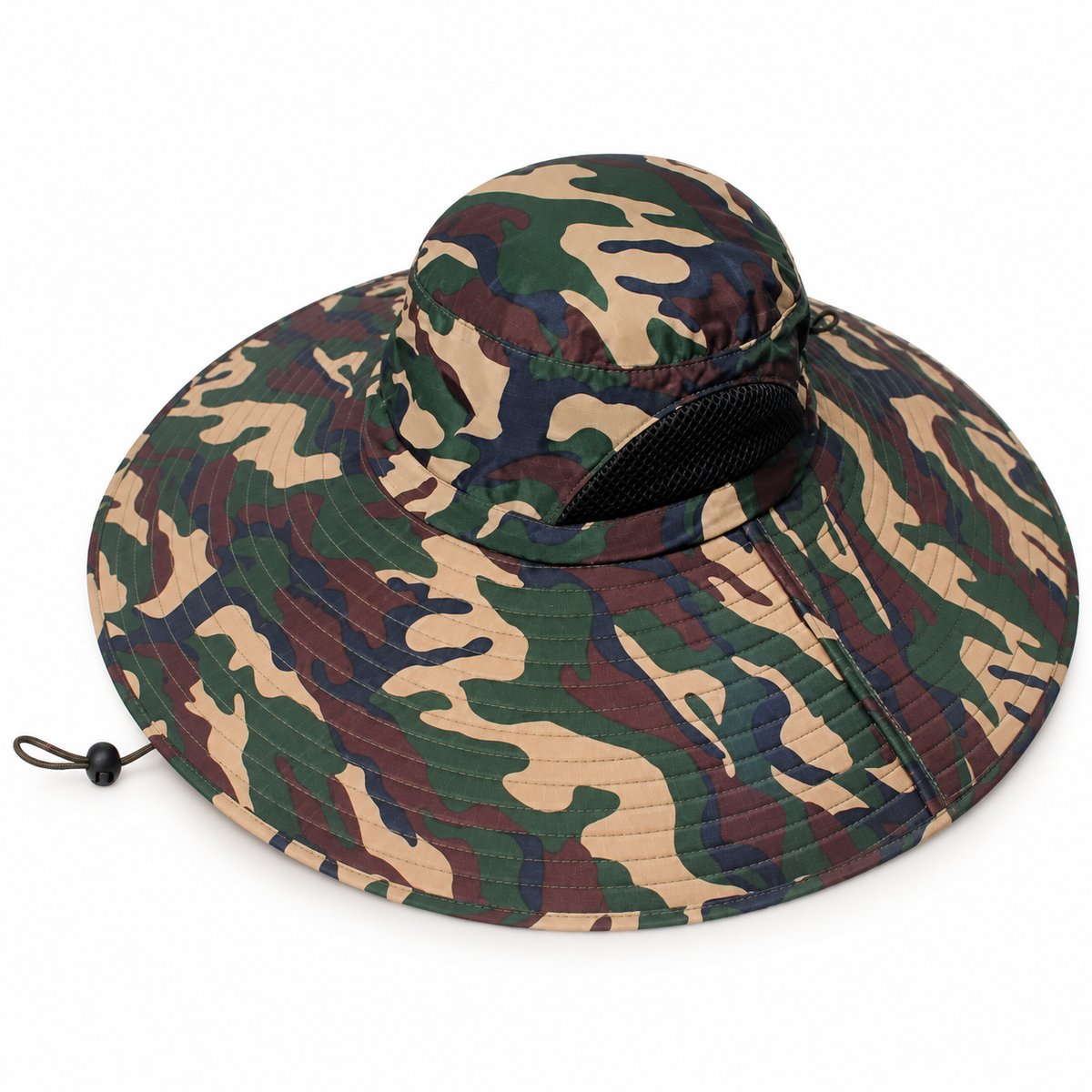 Chapeau randonnée camouflage – cordon reglable