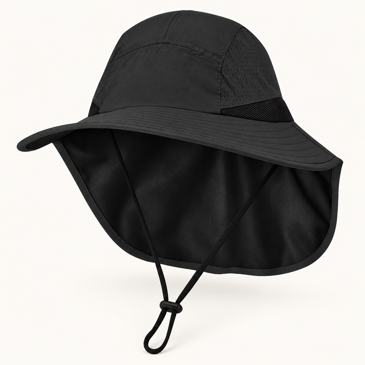 Chapeau randonnée protège nuque – packshot noir