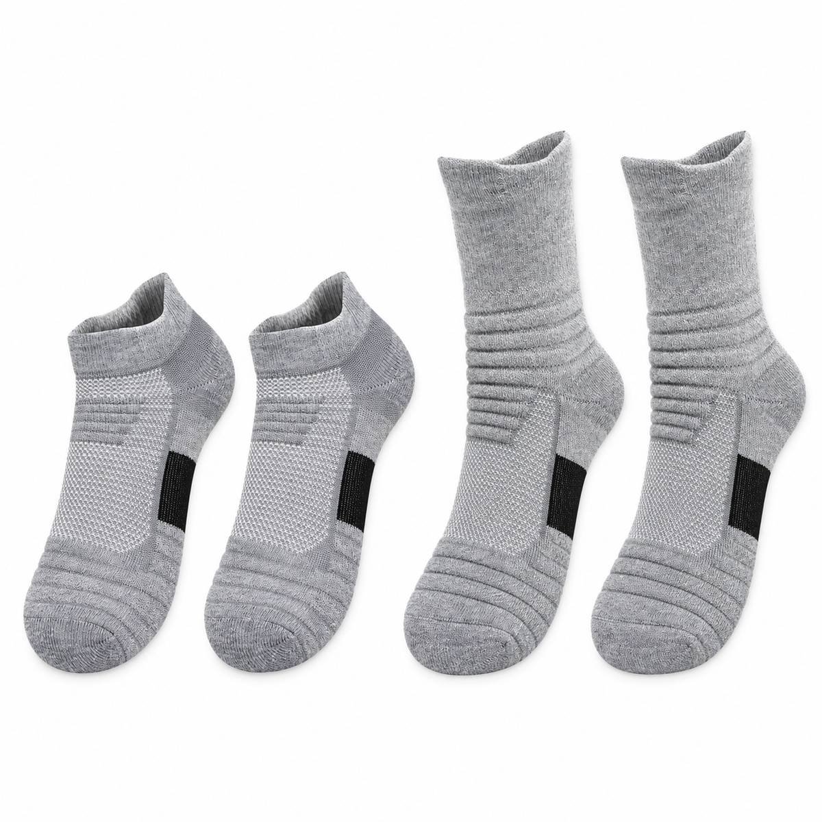Chaussettes randonnée coton homme grises – comparaison modèles court et long