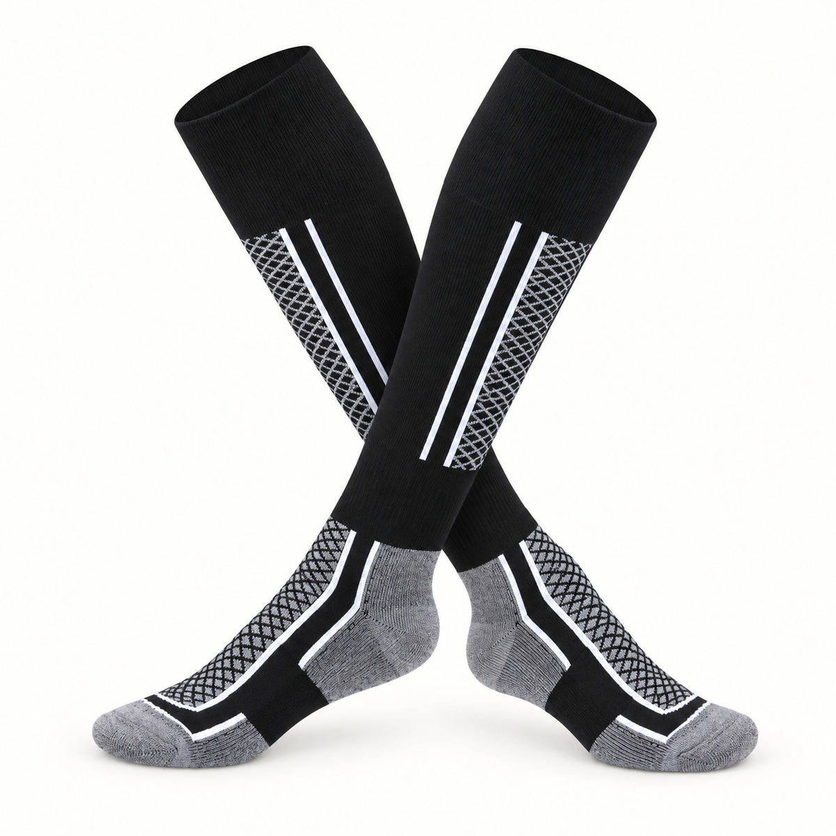 Chaussette randonnée neige croisees noir gris