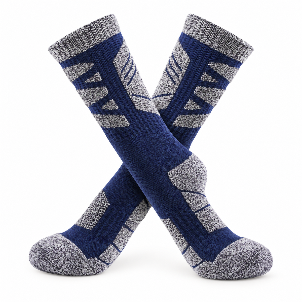 Chaussettes de randonnée en coton croisees bleu