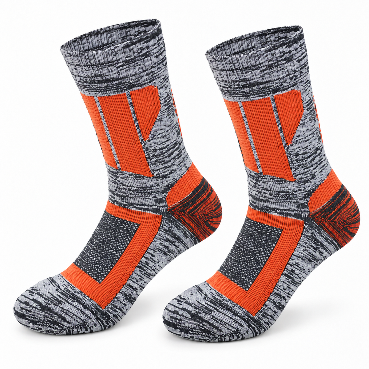 Chaussettes de randonnée homme grande taille orange et gris – volume large