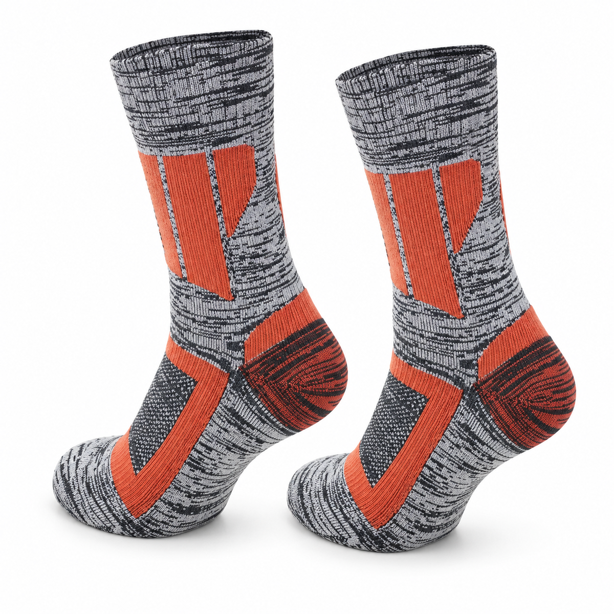 Chaussettes de randonnée homme grande taille orange et gris – vue arrière
