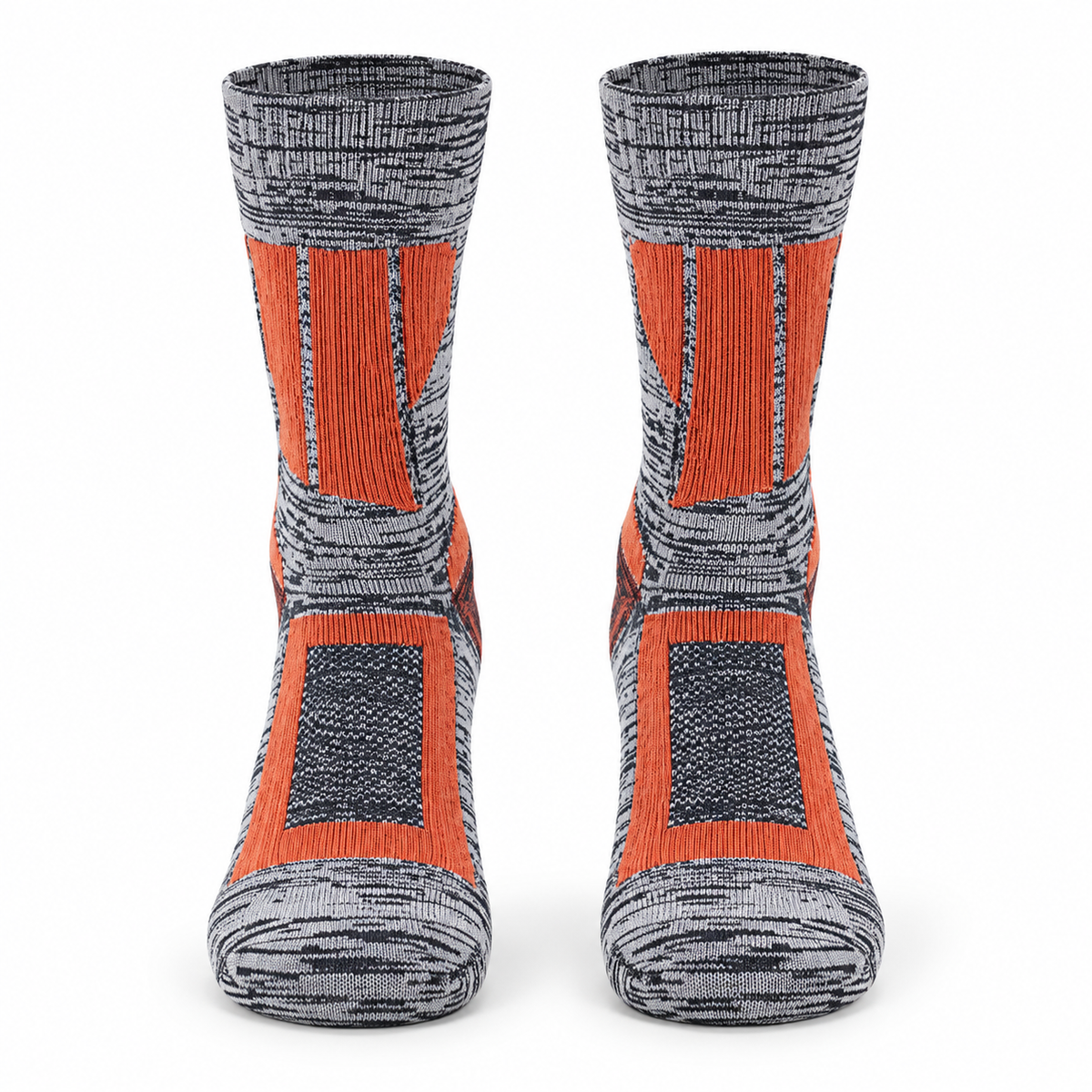 Chaussettes de randonnée homme grande taille orange et gris – vue de face
