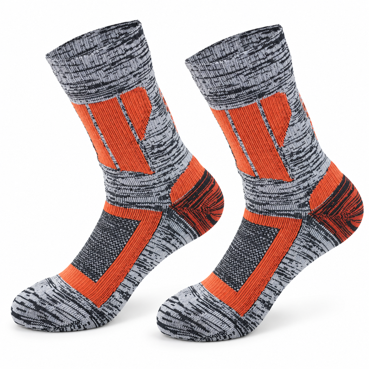 Chaussettes de randonnée homme grande taille orange et gris – vue de profil