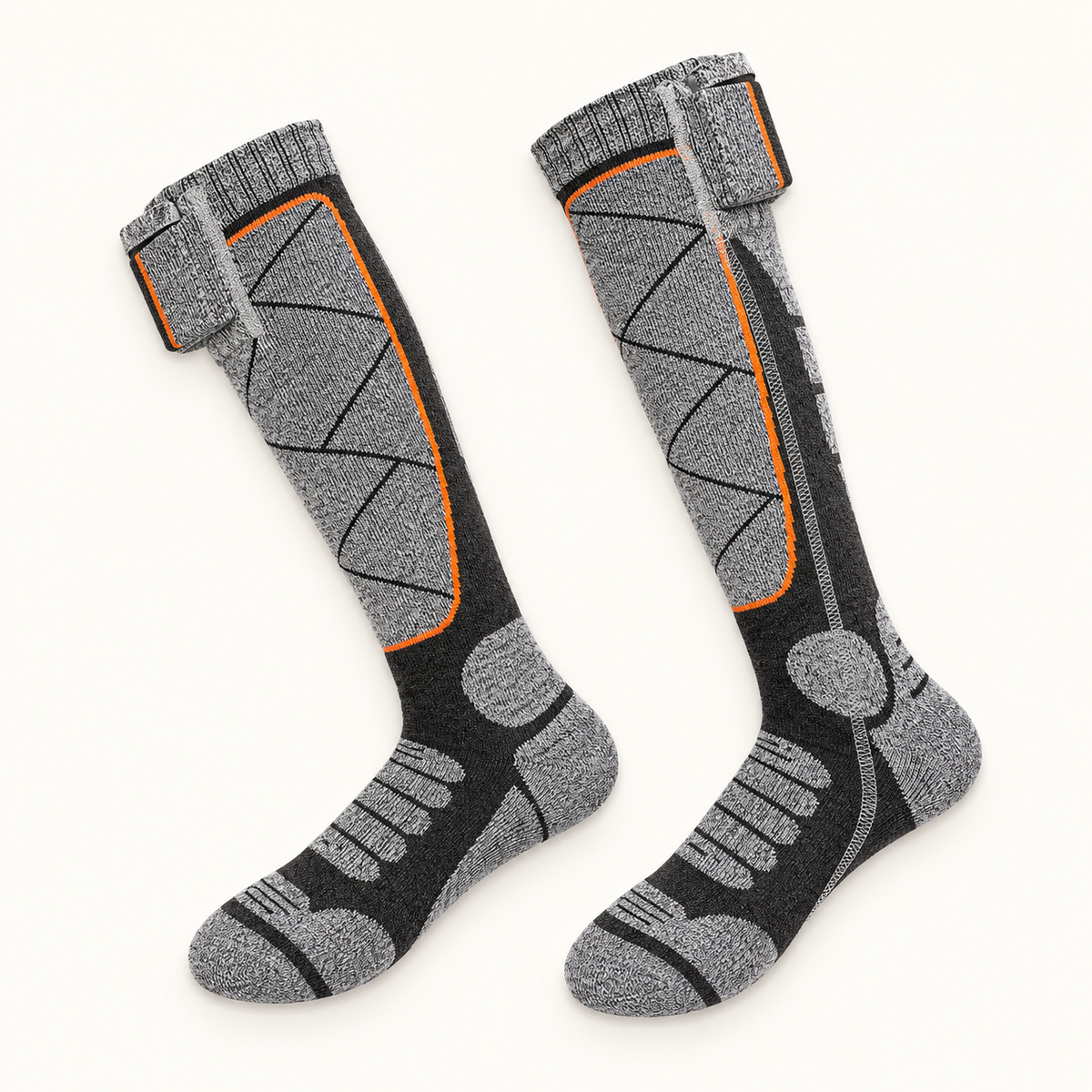 Chaussettes homme chaudes randonnée gris foncé – poches batterie intégrées