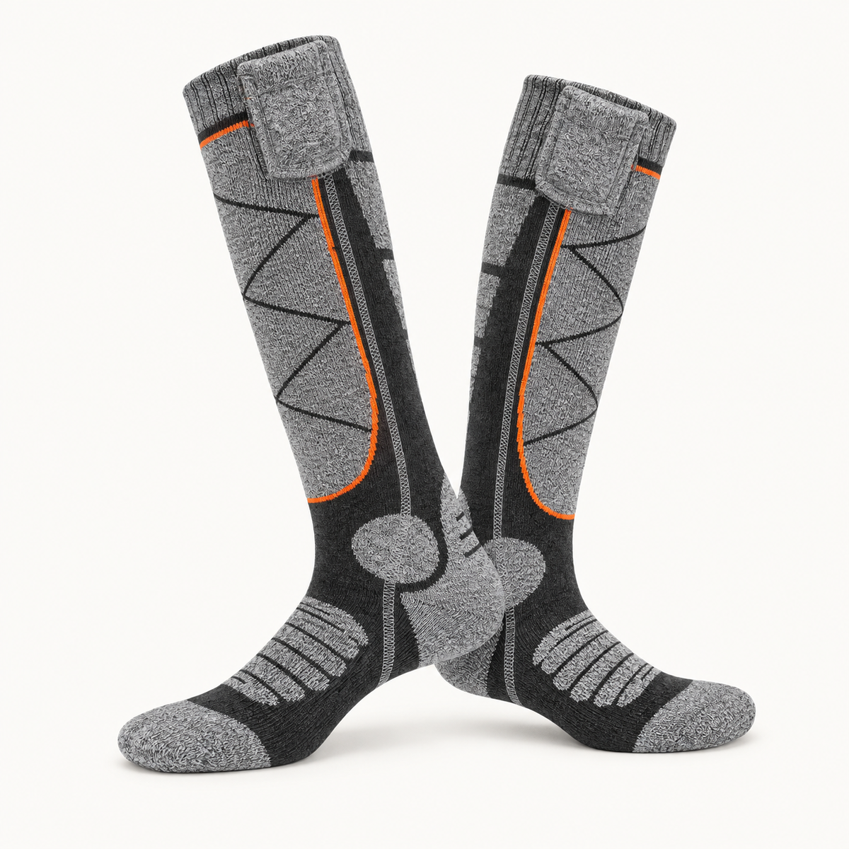 Chaussettes homme chaudes randonnée gris foncé – profils croisés