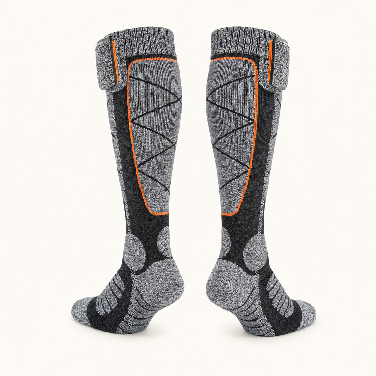 Chaussettes homme chaudes randonnée gris foncé – trois-quarts arrière