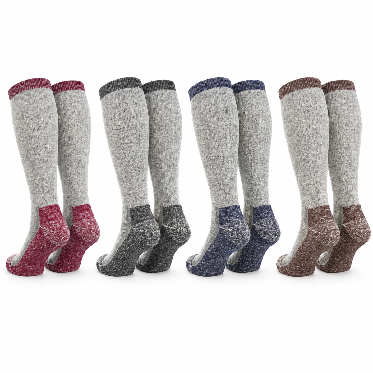 Chaussettes laine grand froid – quatre paires vues de l'arrière