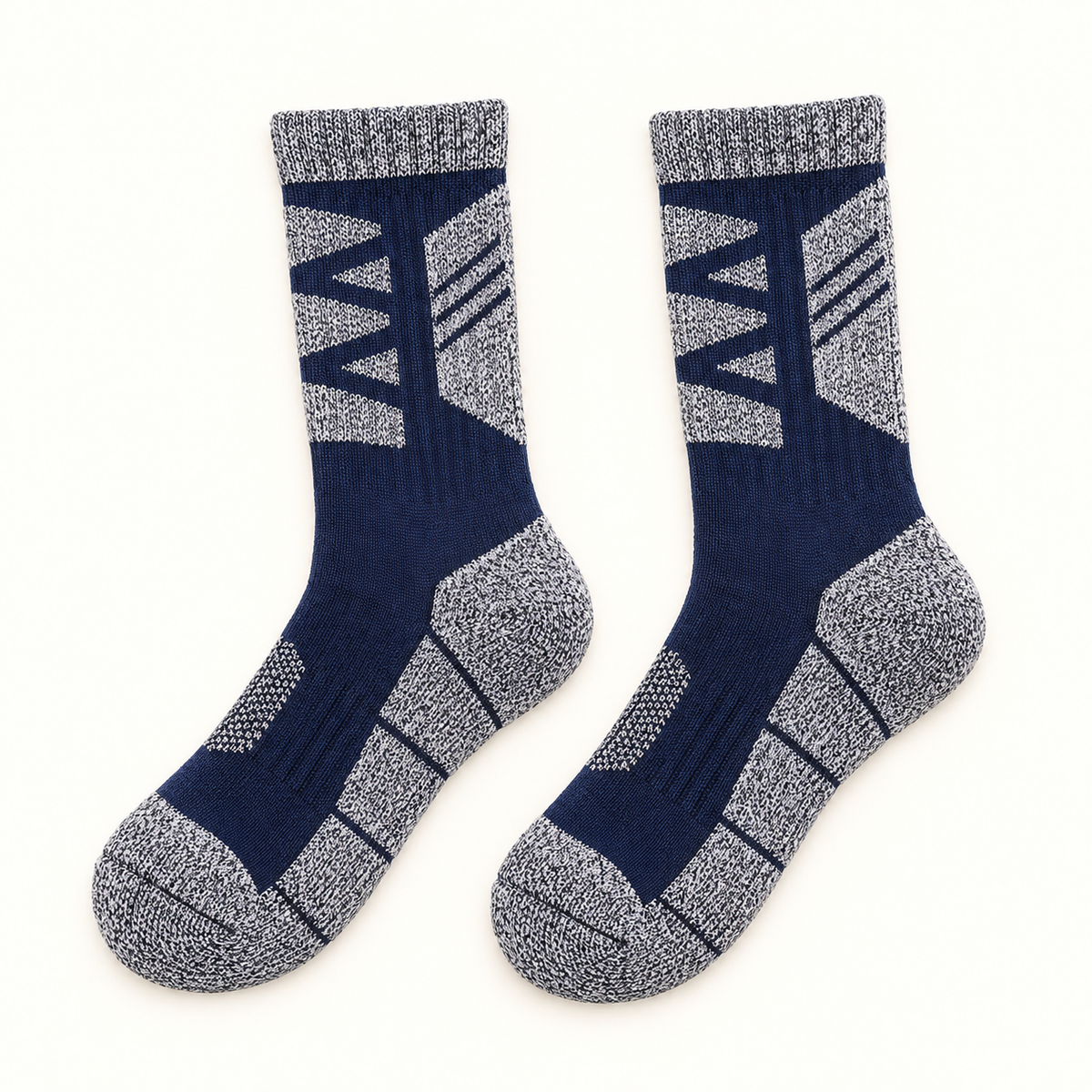 Chaussettes randonnée bouclette épaisse bleu marine – dessus