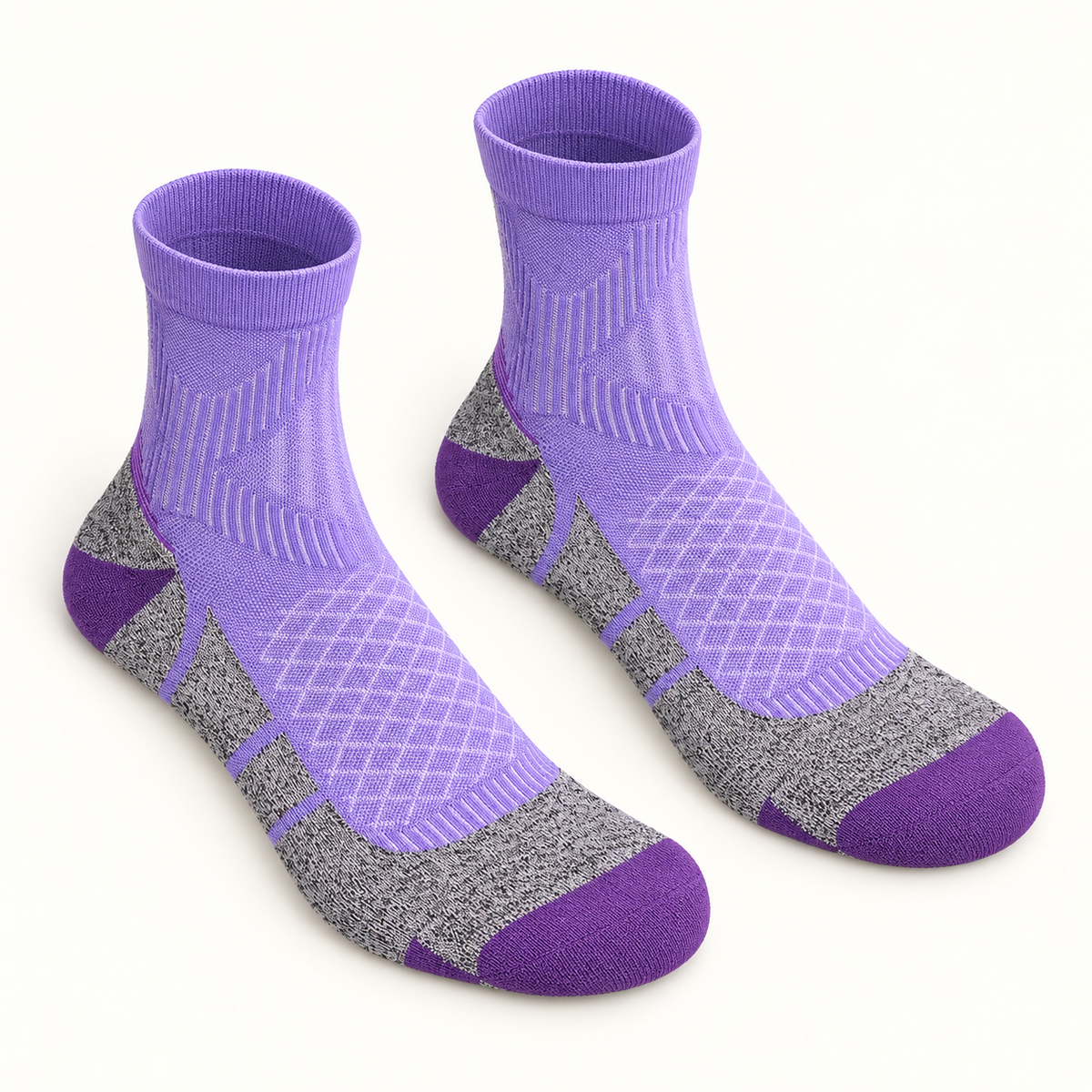 Chaussettes randonnée Coolmax Violet / Long — ouvertures et maille