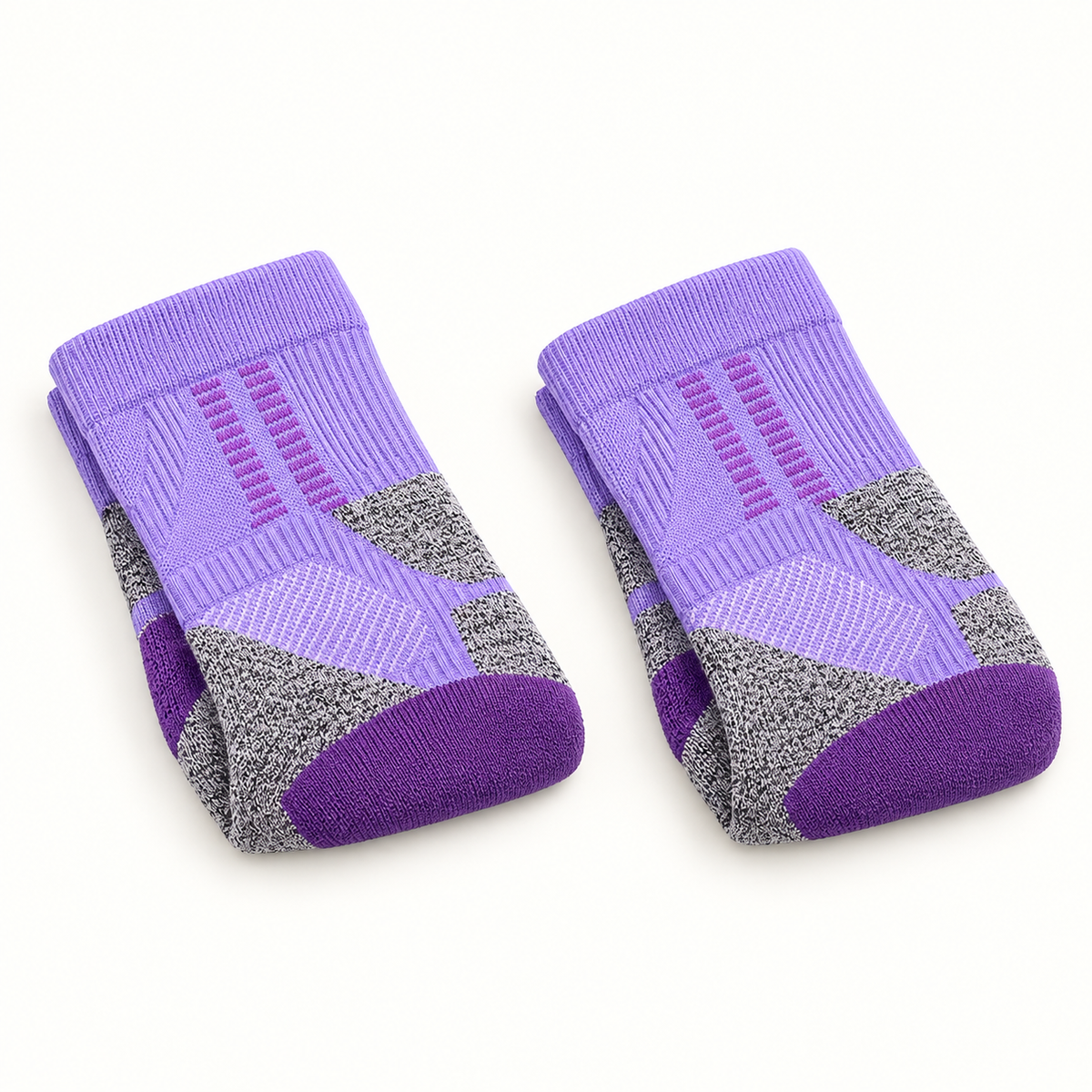 Chaussettes randonnée Coolmax Violet / Long — paire pliée