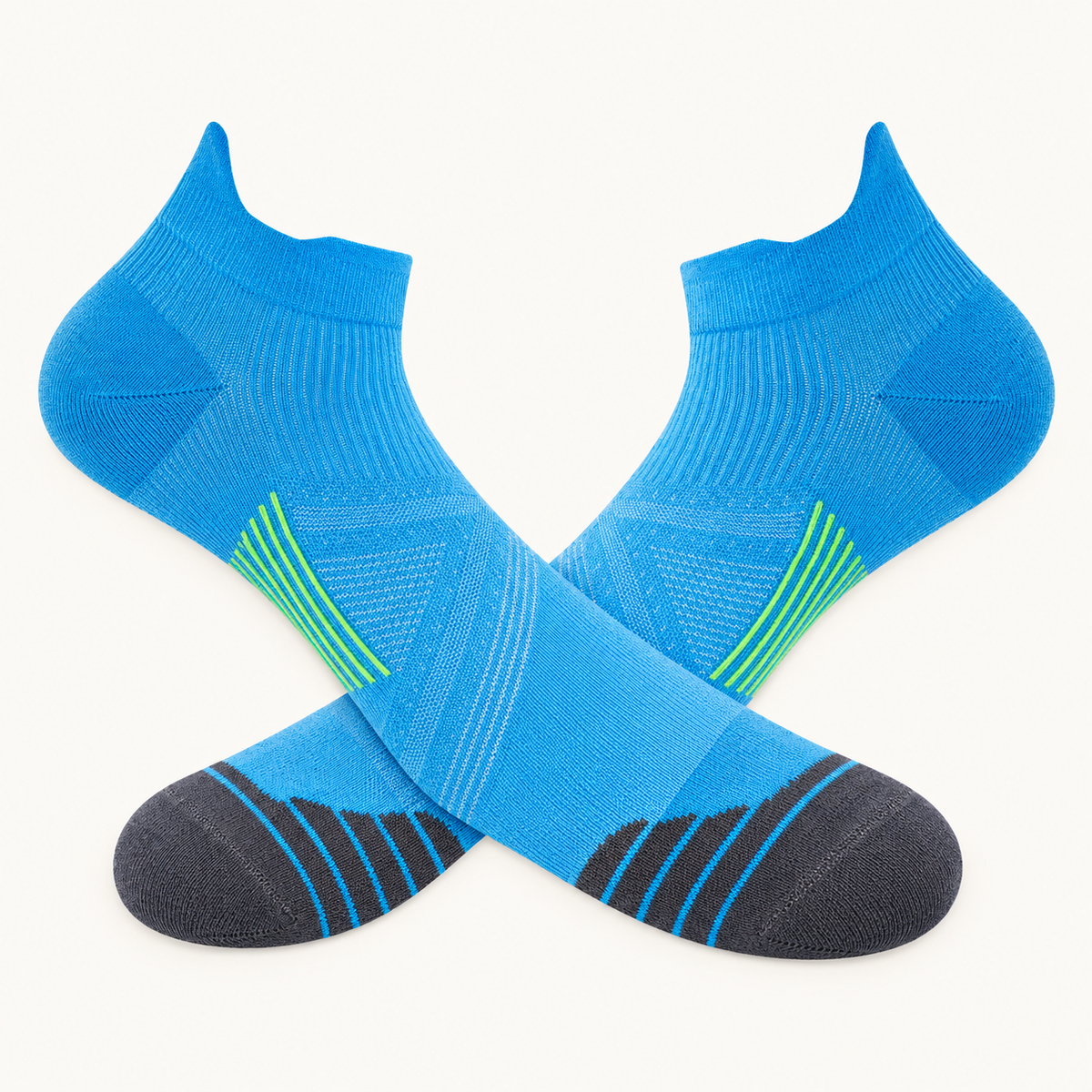 Chaussettes de randonnée courtes femme bleues croisées à plat