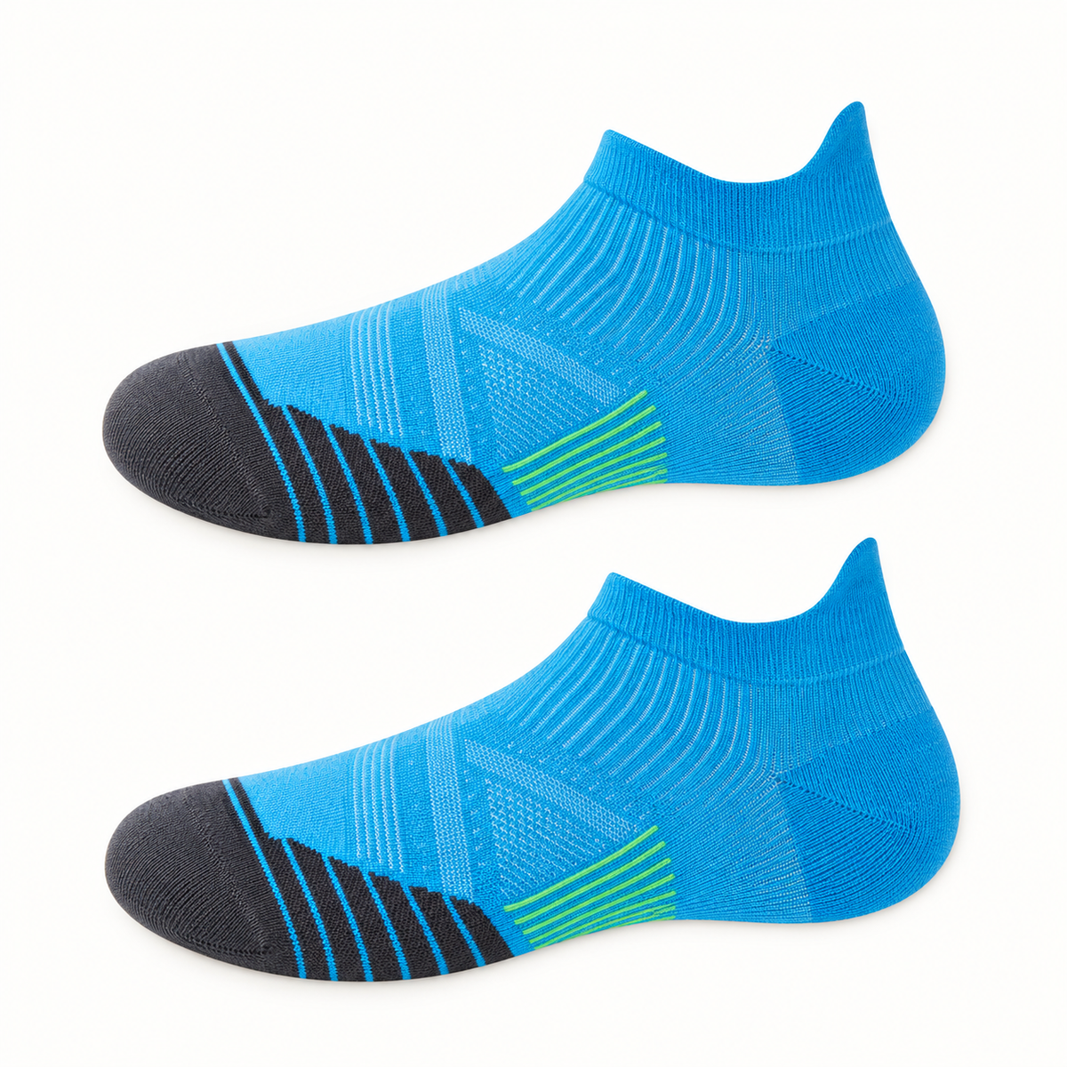 Chaussettes de randonnée courtes femme bleues entièrement posées à plat