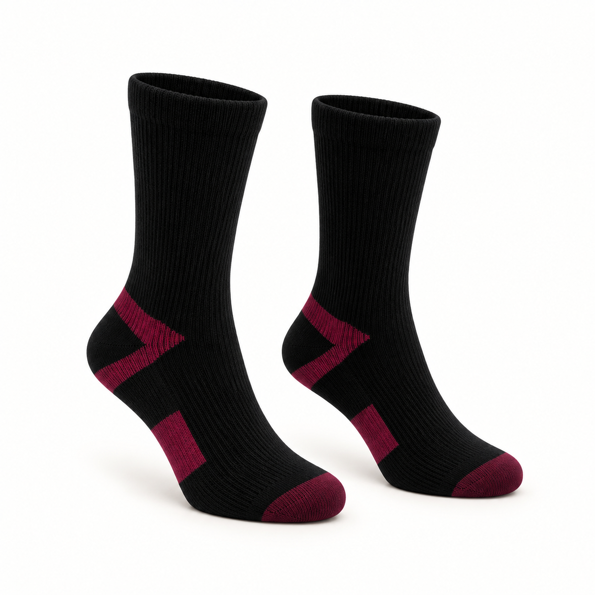 Chaussettes randonnée été femme — Noir et Bordeaux