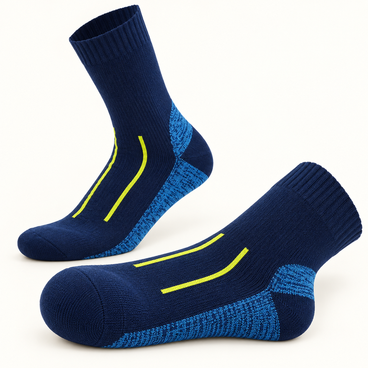Chaussettes de randonnée femme sans couture bleu marine – détail des orteils