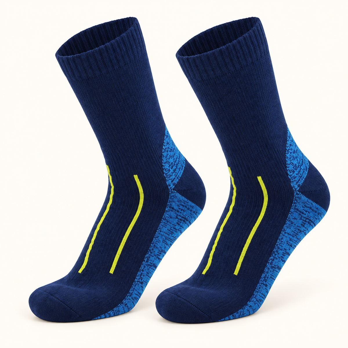 Chaussettes de randonnée femme sans couture bleu marine – packshot trois-quarts