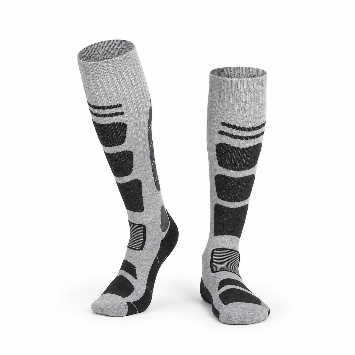 Chaussettes randonnée mérinos femme gris clair et noir – packshot