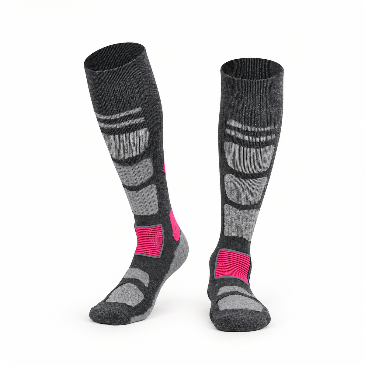Chaussettes randonnée mérinos femme gris et rose – packshot