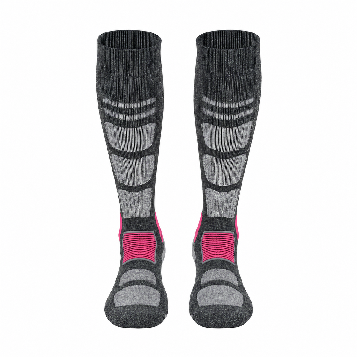 Chaussettes randonnée mérinos femme gris et rose – semelles