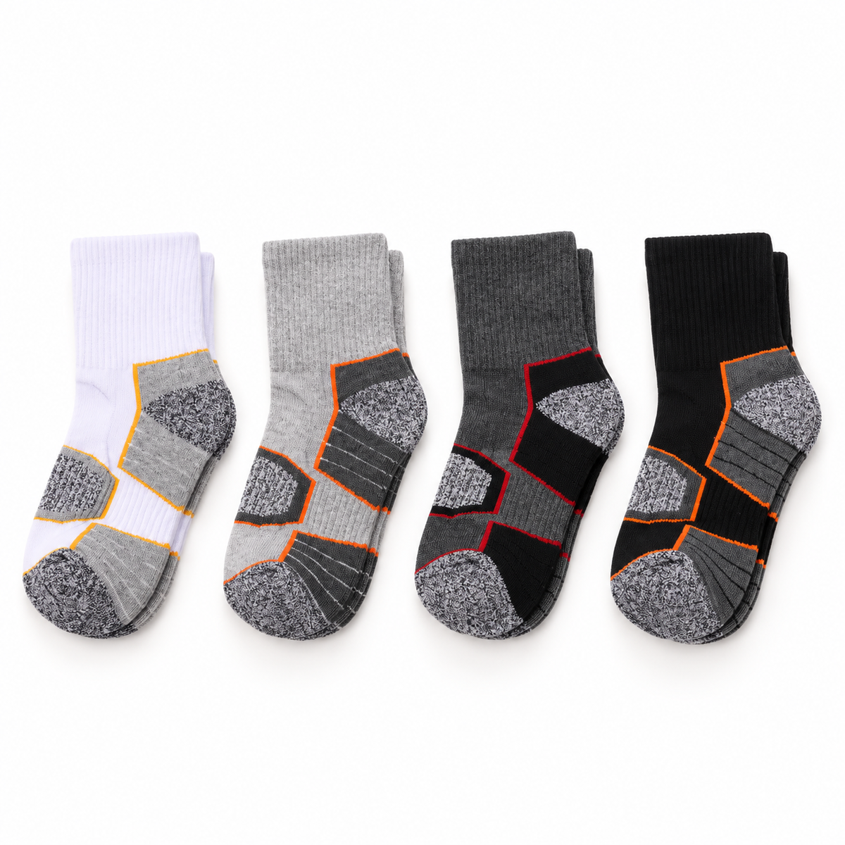Pack de quatre paires de chaussettes protection malléole pliées