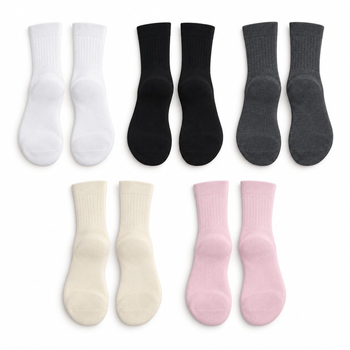 Zones sous le pied des cinq paires de chaussettes randonnée