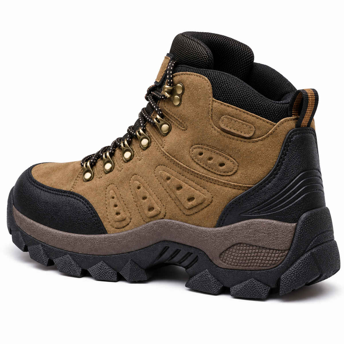 Maintien arrière de la chaussure cuir randonnée homme marron