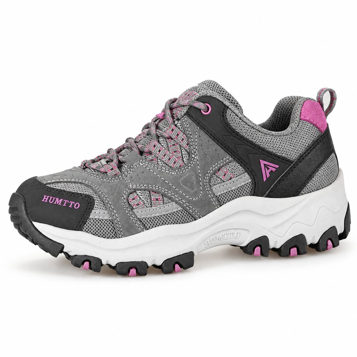 Packshot principal de la chaussure de randonnée femme grise et rose