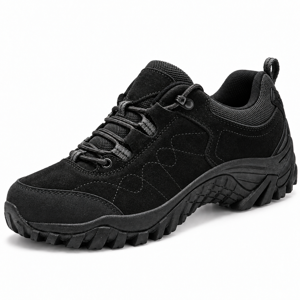 Chaussure homme randonnée basse cuir noire sur fond blanc