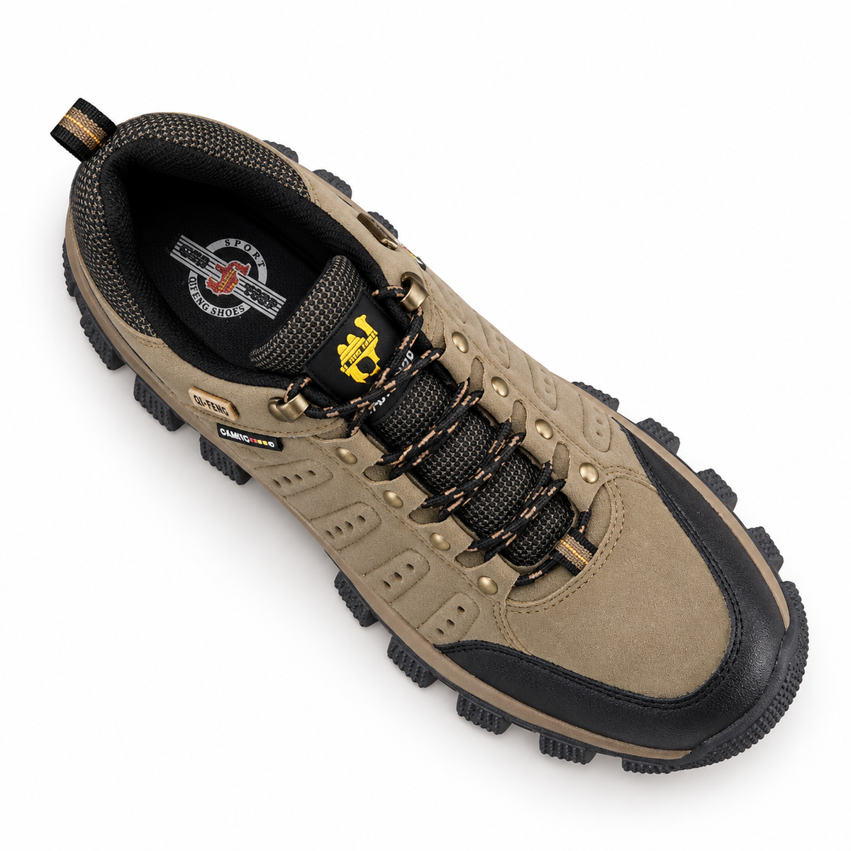 Chaussure légère randonnée cuir Burlywood – vue du dessus et laçage