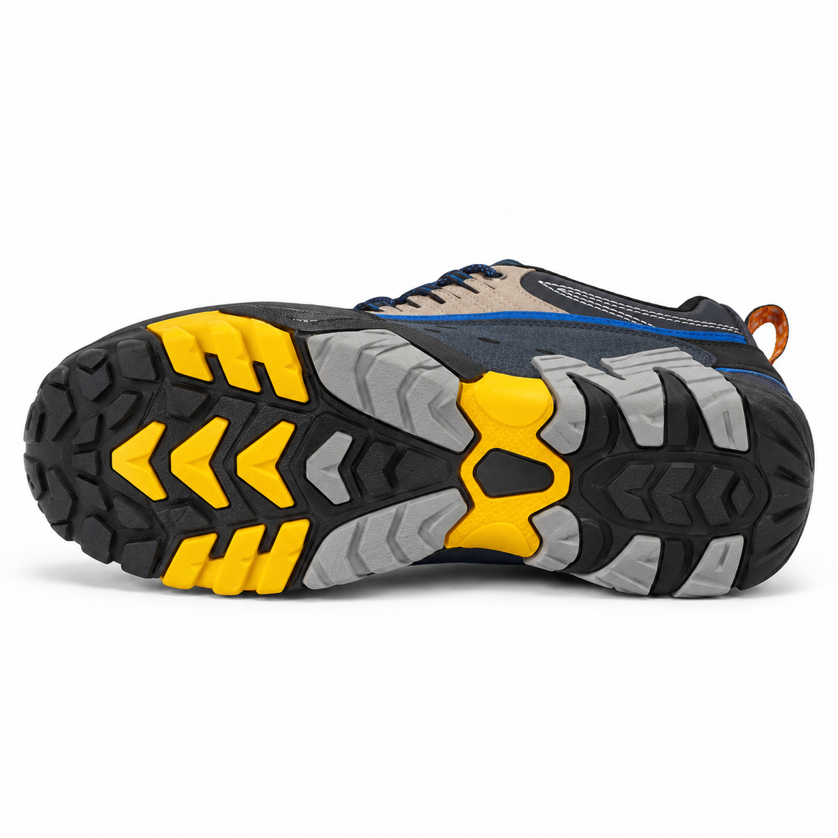 Chaussure multisport randonnée bleue couchée – semelle crantée entière