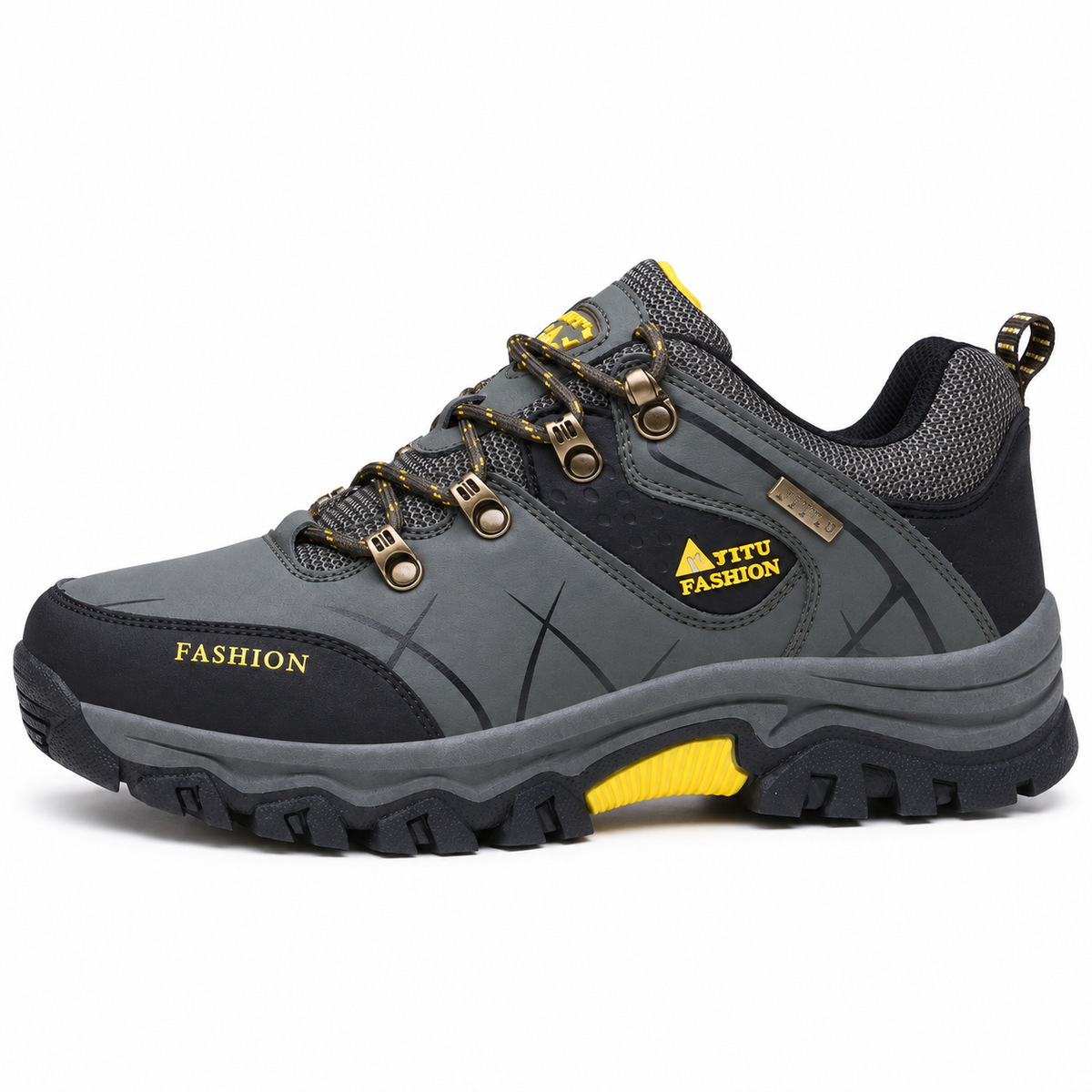 Chaussure randonnée basse homme imperméable kaki vue de profil