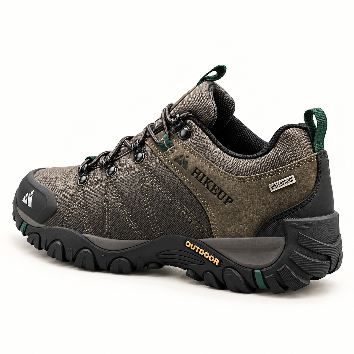 Chaussure randonnée basse imperméable marron – vue arrière trois-quarts