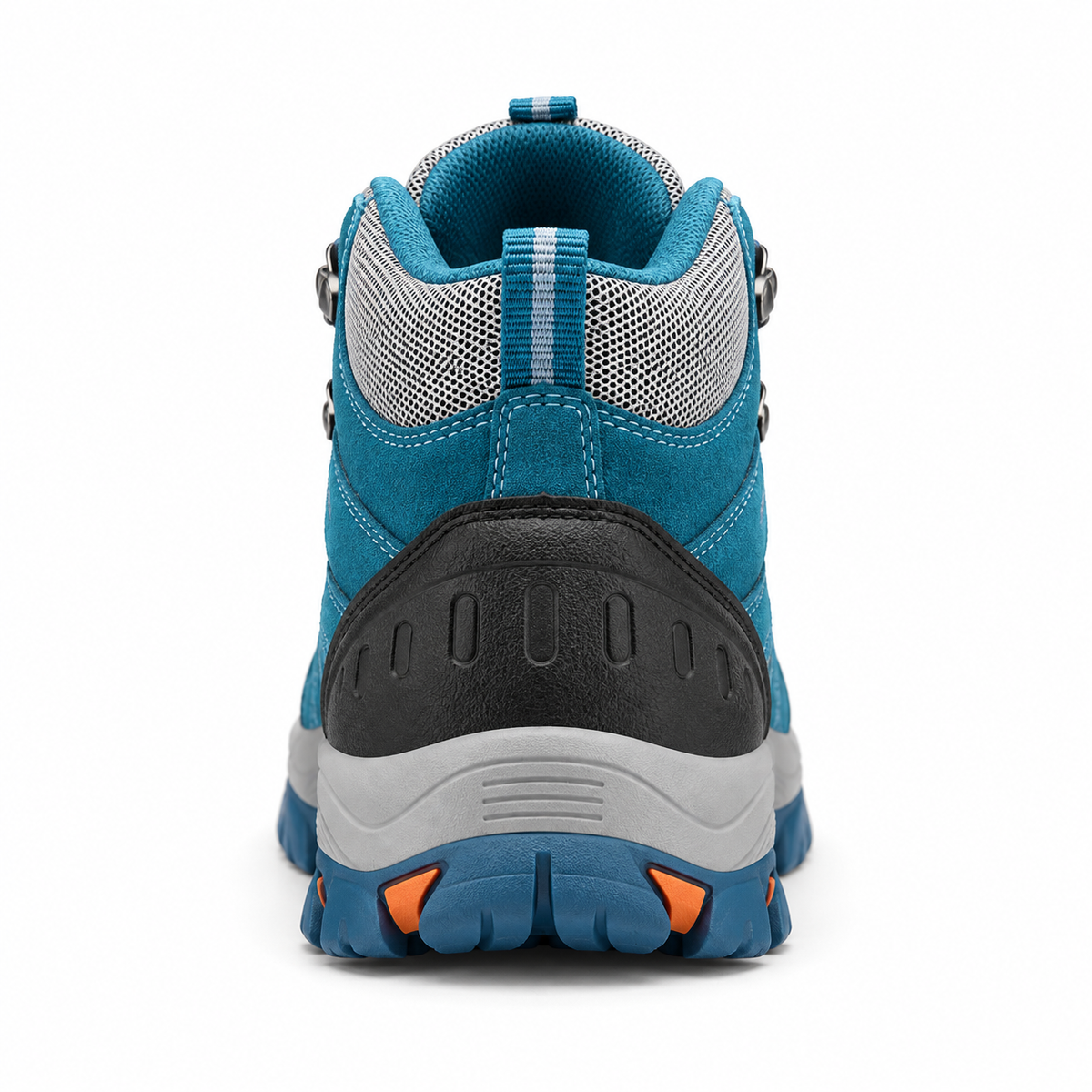 Chaussure de randonnée bleue – vue arrière du talon