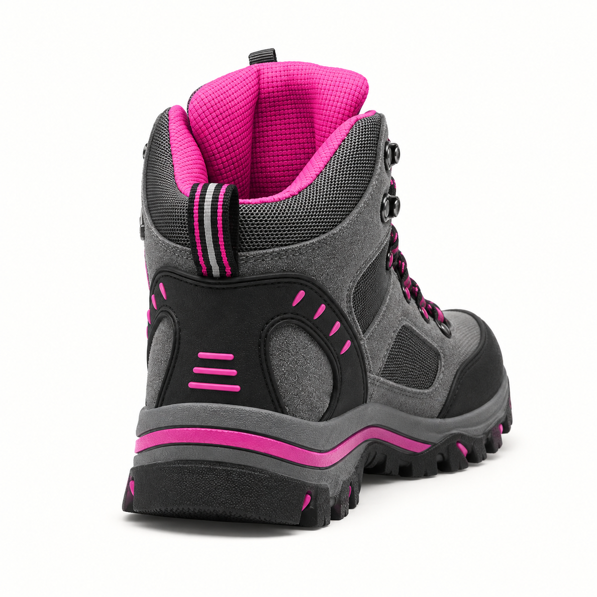 Chaussure randonnée chaude femme grise – vue arrière trois-quarts