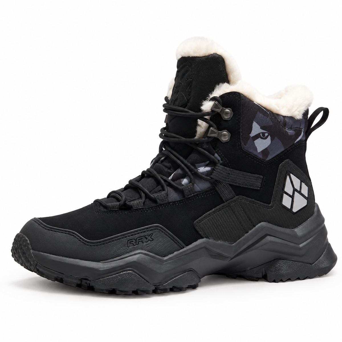 Chaussure randonnée chaude homme noire – vue trois-quarts