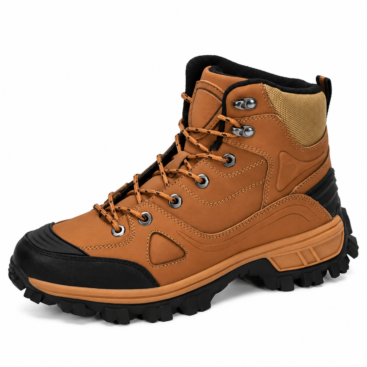 Chaussure randonnée cousu norvégien marron sur fond blanc – vue trois-quarts