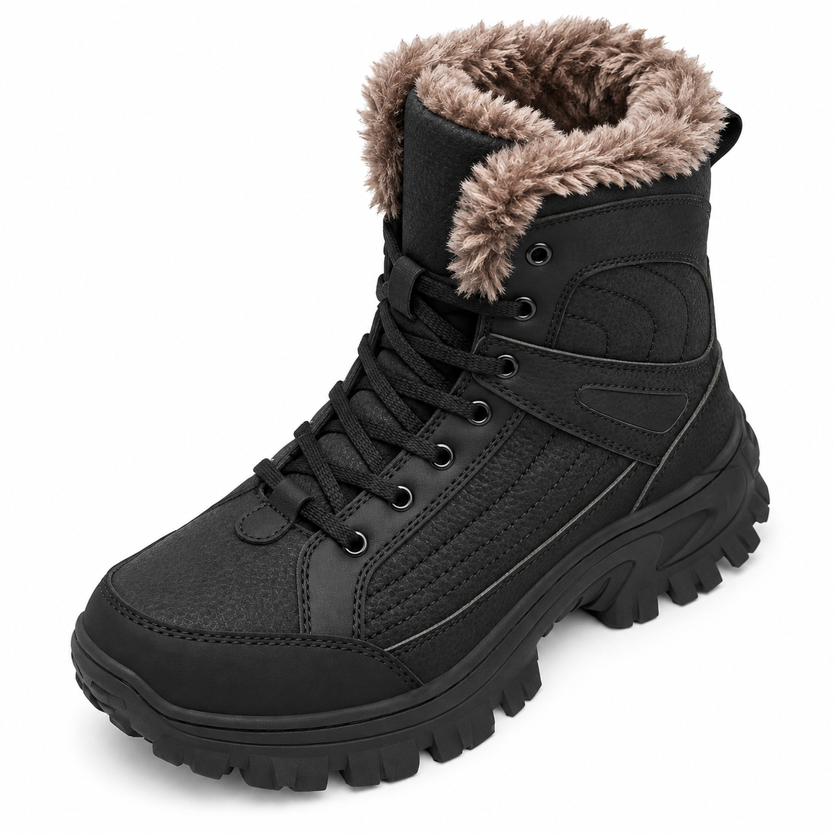 Chaussure randonnée cuir imperméable noire – vue de la doublure intérieure et du col