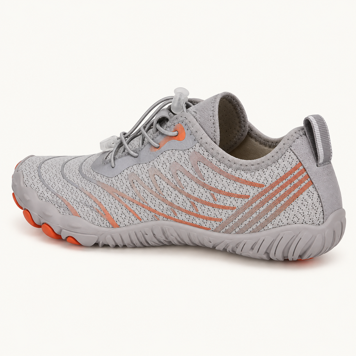 Chaussure randonnée doigt de pied grise – vue arrière trois-quarts