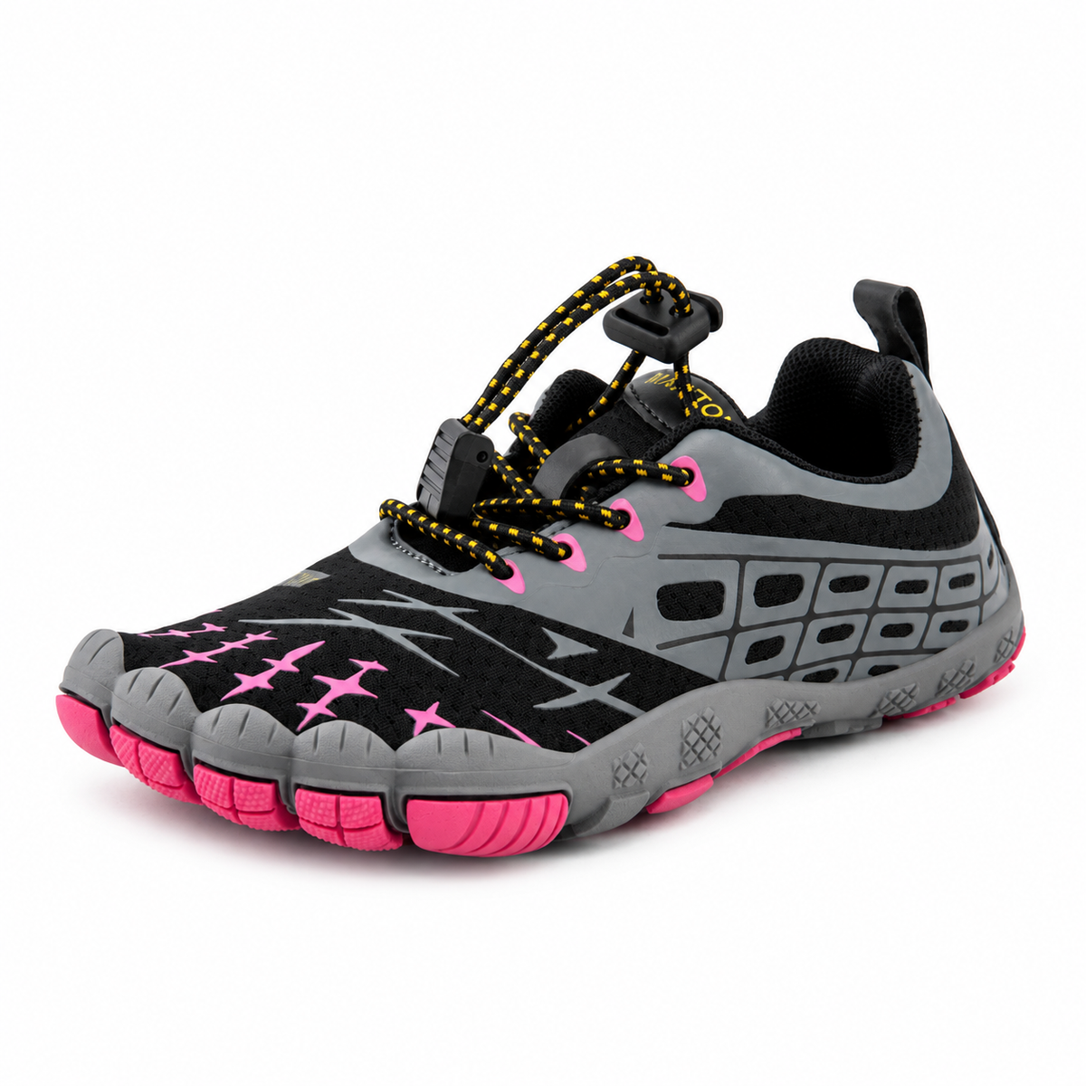 Chaussure randonnée eau grise et rose – vue trois-quarts