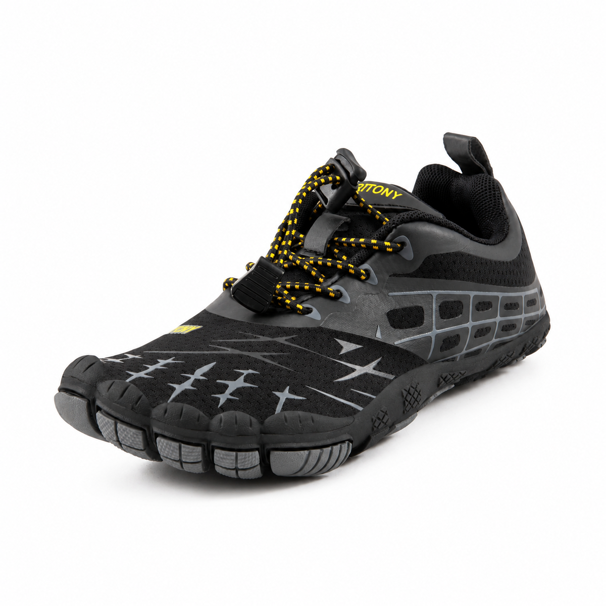 Chaussure randonnée eau noire – vue trois-quarts