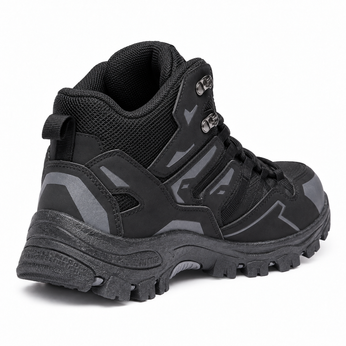 Chaussure randonnée femme pour chevilles fragiles noire complète vue arrière avec col et talon