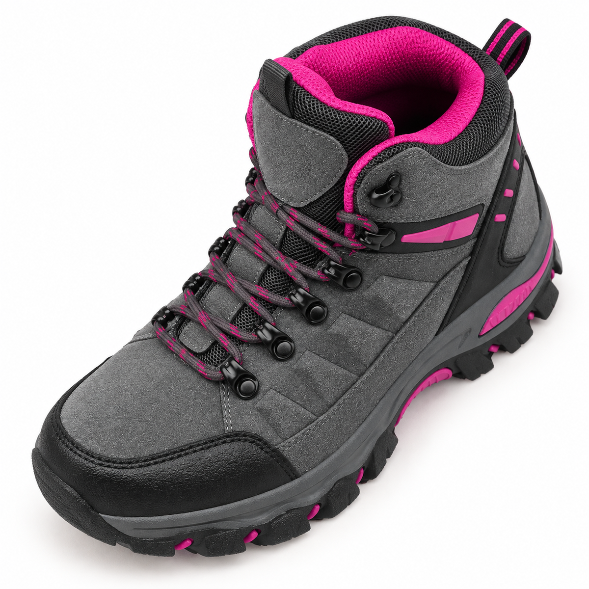 Chaussure randonnée femme imperméable montante grise – vue du col et de l'intérieur